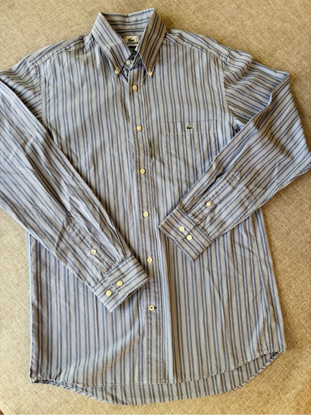 Lacoste Men’s Blue Striped Button-Down Shirt 38